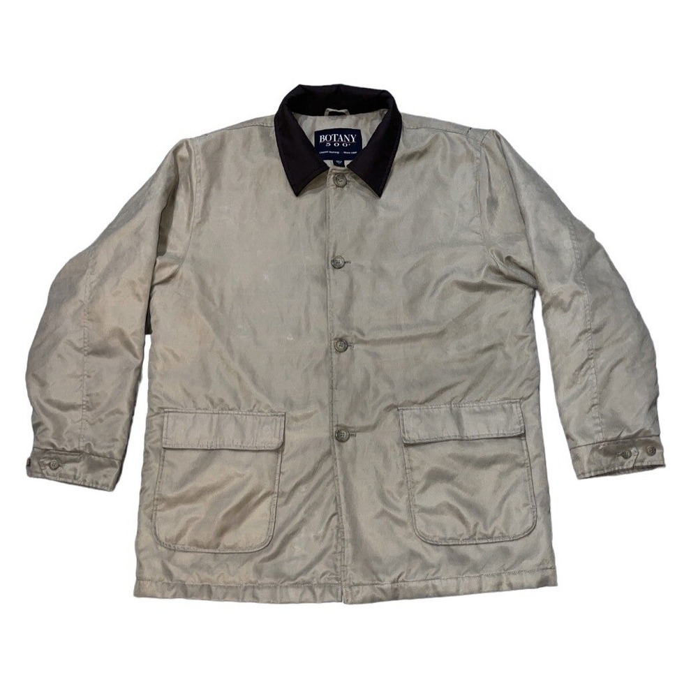 Botany 500 Men's Large Tan Casual Coat Jacket Button Up Quilted Lining Soft